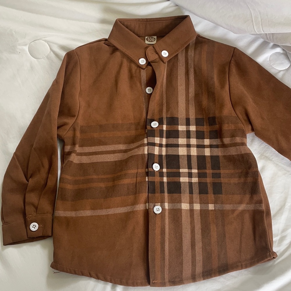 3-4y boy brown button down shirt.
